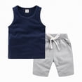 thumbnail image 4 of HCNTES Boys Athletic Shorts Set 2 Pcs Short Sleeve Boys T-Shirts & Stretchy Athletic Youth Boy Basketball Football Clothes Kids Boys Summer School Outfit Set(H03-Navy,2-3 Years), 4 of 4