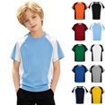 thumbnail image 1 of WENXIAOO T-Shirts à Manches Courtes pour Garçons, T-Shirts d'Été pour Enfants à Col Rond, T-Shirts Basiques, Hauts Décontractés, T-Shirts à Blocs de Couleur Tendance, 1 of 5
