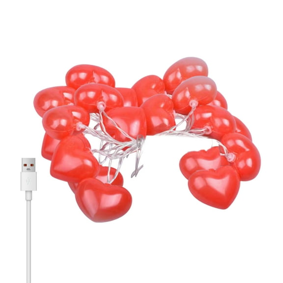 YIMWNYI Red Heart LED String Lights – Decorative Light String for Valentine's Day, Birthday, Proposal, Romantic Room Decoration, USB Powered, Plastic Heart Shaped Lights