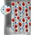 thumbnail image 3 of Extra Long Shower Curtain 72x84 Inch, 4th of July Flower Shower Curtain Waterproof Bathroom Decor Patriotic Red Blue Poppy Floral Fabric Bath Curtain Set Accessories with Hooks, 3 of 6