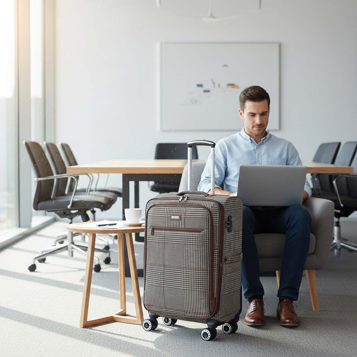 26" Softside Medium Checked Luggage Lighweight Expandable Travel Suitcase with Spinner Wheels & TSA Lock,XJ2511#7