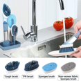thumbnail image 3 of Brosse de Vaisselle avec Distribution de Savon, Brosse Multifonctions pour la Cuisine avec Poignée, 3 Brosses et Support Rigides de Remplacement, Brosse à Vaisselle de Distribution de Savon Profonde, 3 of 8