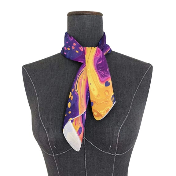 Square Scarf 24x24 Inch Psychedelic Colors Pattern Silky Satin Sun Protection Neck Scarf for Women Multi-Purpose Head Wrap Bandana for Hair Bag Decoration