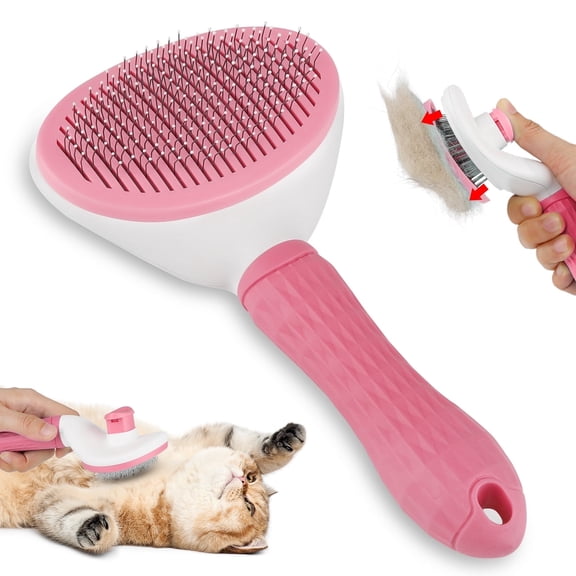 Jewyow Ultimate Deshedding Brush for Cats & Dogs - Gentle on Skin, Reduces Shedding for Puppies & Kittens,Pink