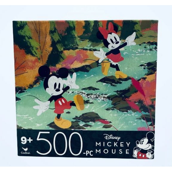 Disney Retro Mickey & Minnie Mouse Crossing Creek Jigsaw Puzzle 500 Pieces 11" x 14" Ages 9 