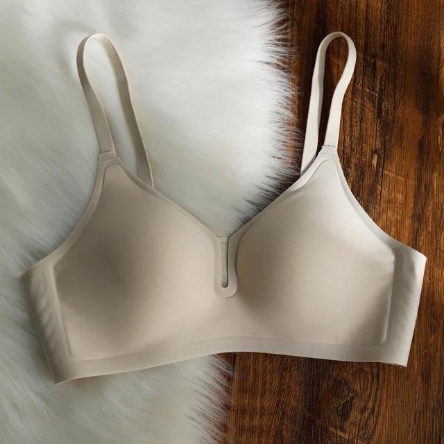 Ropa interior de verano para mujer, copa fija fina, sin costuras, tira de gelatina, sujetador fino de una pieza sin aro de acero