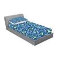 thumbnail image 2 of Ambesonne Paisley Fitted Sheet & Pillow Sham Set, Raindrops Inspired Art, Twin, Blue and Green, 2 of 2
