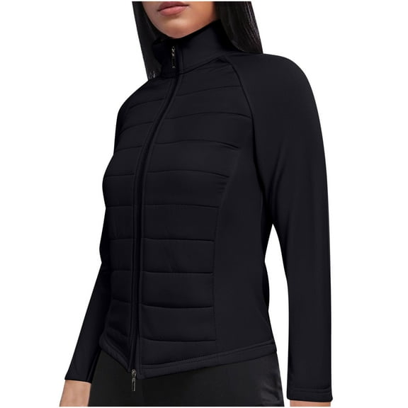 Zpanxa Women's Thermal Insulated Winter Jacket Loose Fit Long Sleeve for Casual Daily Wear Black L