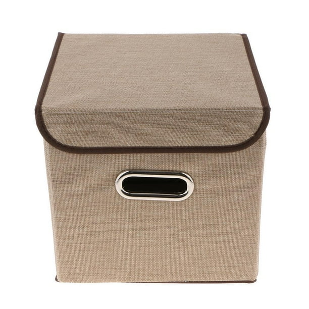 Cesta de almacenamiento de contenedores de tela con tapa, DVD, CD, libro, álbum de fotos, caja de soporte, juguetes para mascotas, muñecas, caja organ Beige Baoblaze Cesta de almacenamiento de cubos