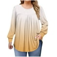 thumbnail image 2 of VgaVtl Womens T Shirts Oversized Long Sleeve Fall Winter Womens Top Orange Pleated Fancy Gradient Color Shirts,3XL, 2 of 6