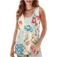 thumbnail image 1 of UPPADA Camisoles d'Été pour Femmes à Imprimé Floral, Col Ras du Cou, Sans Manches, Chemises Décontractées à Ourlet Fluide, Jolis T-Shirts, Chemises Coupe Ample, Hauts Confortables Multicolores, 3TG, 1 of 7