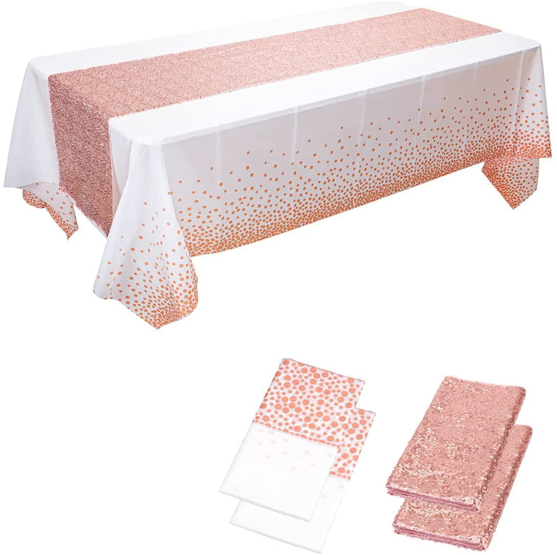 4 Packs Party Table cloths Rectangle Tables Table Covers for Parties Sequin Rose 