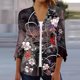 thumbnail image 3 of Cárdigan de botones para mujer, chaqueta estampada, chaqueta de cárdigan con cuello y mangas 3/4, chaqueta de cárdigan informal, cárdigan de algodón de imitación para mujer, 3 of 5