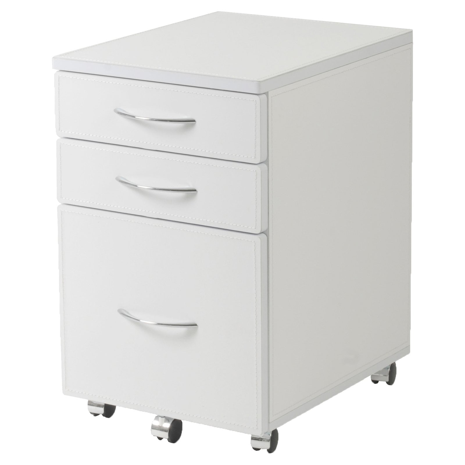 File Cabinet White Leather Chrome, Leather Filing Cabinet Black