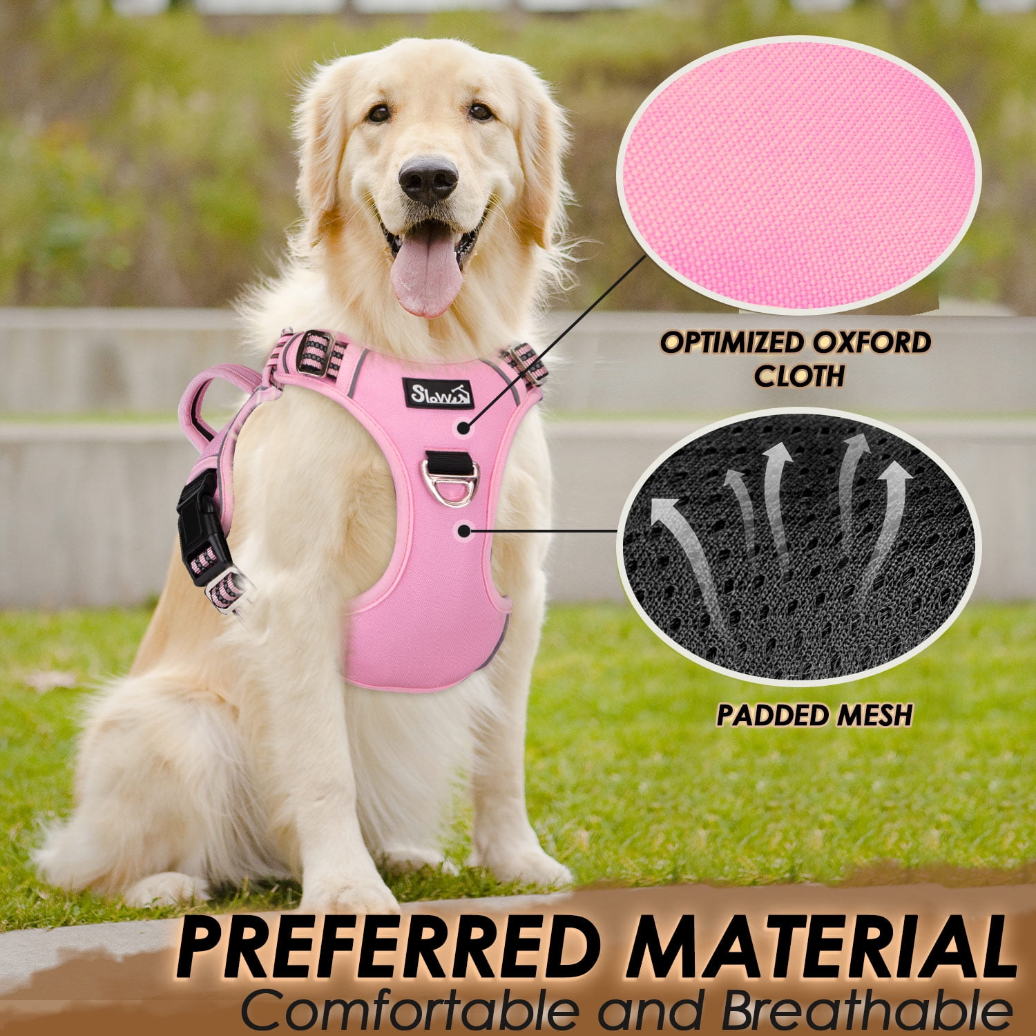 AUTOWT No Pull Dog Harness - Heavy Duty, No Choke Design with 2 Leash Clips & Adjustable Padded Vest