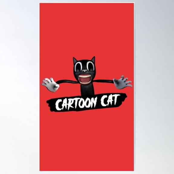 Cartoon Cat - Red Poster Wall Art, Modern Wall Decor For Living Room Bedroom, 8x12 UNFRAMED