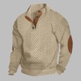 thumbnail image 2 of OWMEOT Men's Plaid Jacquard Sweatshirt 1/4 Button Stand Collar Long Sleeve Pullover Sweatshirts with Elbow Pad Design, 2 of 4
