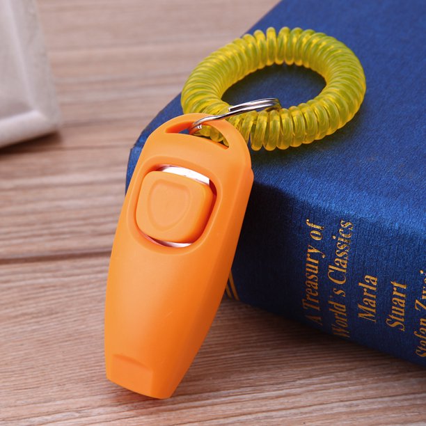 Pet Trainer Clicker Pet Dog Cat Training Llavero y correa para la muñeca (naranja)