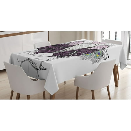 

Skull Decorations Tablecloth Tribal Lady with Horned Goat Head and Peacock Feather Mystic Voodoo Pattern Rectangular Table Cover for Dining Room Kitchen 60 X 84 Inches Multi by Ambesonne