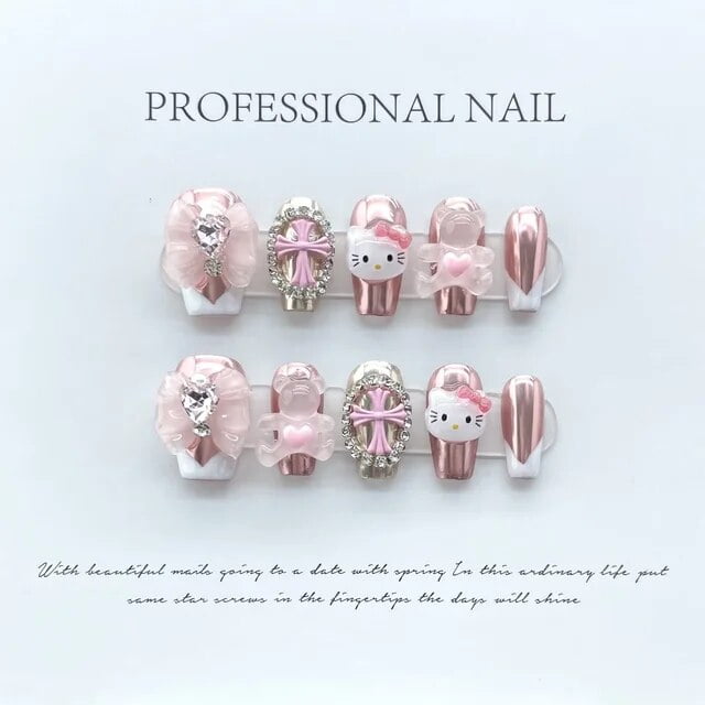 PRESS ON NAILS HELLO KITTY ON STYLE fashion