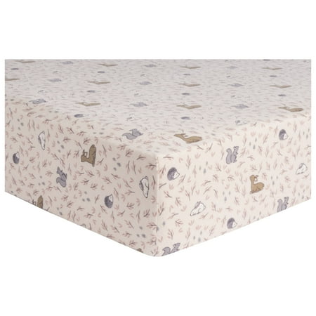 UPC: 0846216064692 | Trend Lab Autumn Forest 100% Cotton Flannel Fitted Crib Sheet in White Gray Pink and Purple. Features 10- Inch Pockets and Fits Standard Crib Mattress