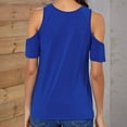 thumbnail image 4 of Wenyuyu Women’s Cold Shoulder T Shirts Short Sleeve Round Neck Tops Summer Trendy Casual Knot Twist Tunic Tee Blouses Blue XL, 4 of 7