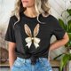 thumbnail image 2 of Mujeres Pantalones Cortos de Manga Corta Impresa Floral Cuello Redondo Superior / Camisa Poliéster, Blusa Casual de Moda para el Uso Diario Del Hogar, 2 of 5