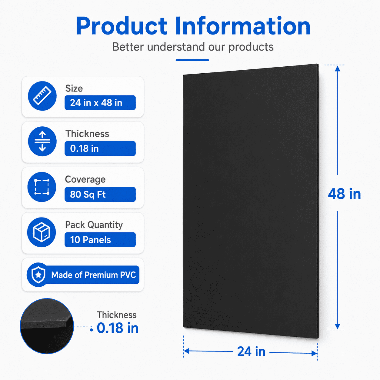 Yeslife 10-pack Smooth Drop Ceiling Panels, 2ft x 4ft black premium pvc, fire-rated waterproof reusable, anti-sag anti-break design, covers 80 sq ft for basement home office indoor decor