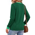 thumbnail image 4 of MOSHU Color Block T Shirts for Women V Neck Long Sleeve Womens Shirts Loose Fall Tops with Pocket, 4 of 10
