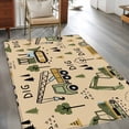 thumbnail image 2 of Rectangle Area Rugs 2.7 x 5 Ft, Cartoon Tractor Non-Slip Residential Carpet, Cute Digger Shovel Truck Car Khaki Indoor Crawling Mats Runner Rugs for Living Room/Dining Room/Bedroom, 2 of 8