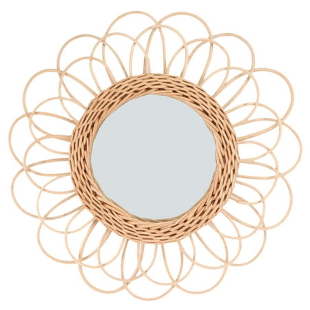 Rattan Mirror Woven Decorative Nordic Style Makeup Vanity Wall Mirrors Photographing Mounted