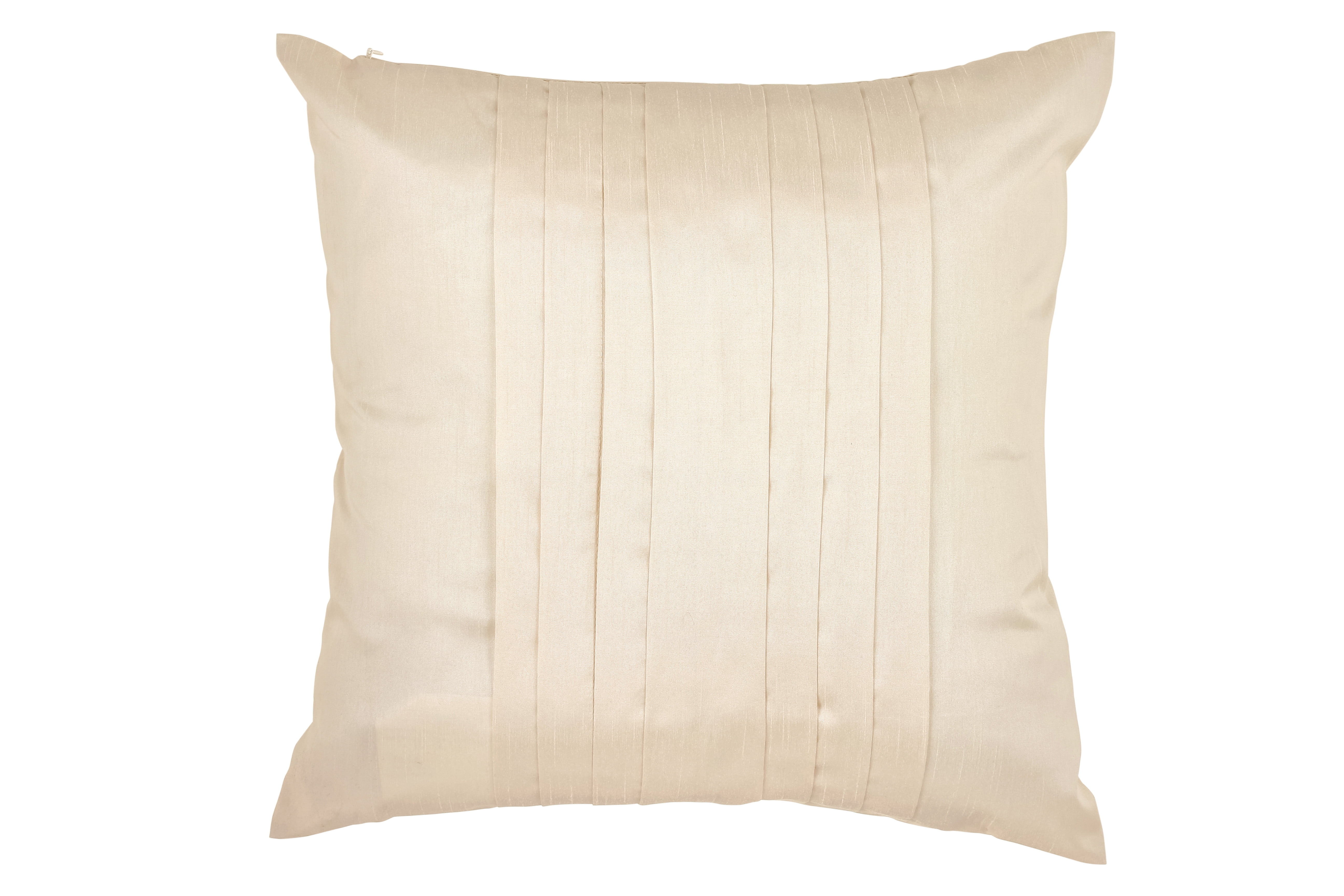 Pack of 2 Pleated Faux Silk Decorative Pillow Covers (18x18, Ecru