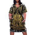 thumbnail image 1 of Vestido holgado con bolsillos y estampado floral de tarot, ideal para ocasiones especiales, de fiesta y de lujo., 1 of 7