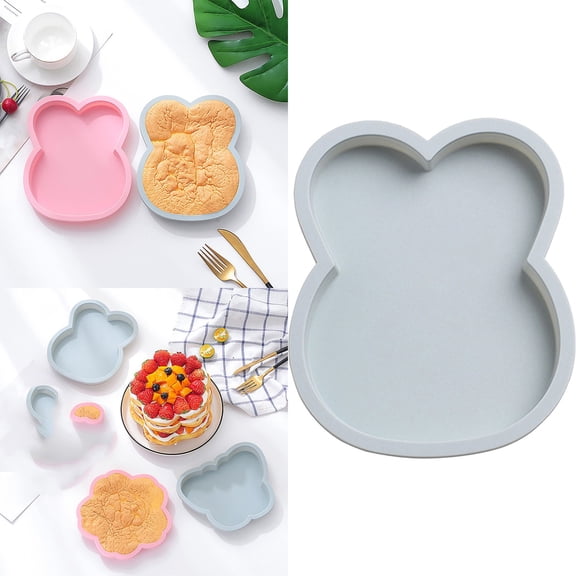 Huayishang Silicone Molds Silicone Cake Mold Cute Layered Rainbow Baking Pan Pizza Baking Tools (6-Inch Bunny) Blue, Kitchen Essentials Clearance Sale Blue