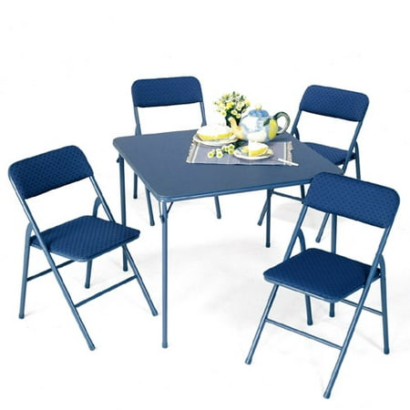 Mainstays Blue 5 Piece Card Table Set - Walmart.com