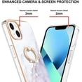 thumbnail image 3 of Marble Pattern Case for Apple iPhone 14 Plus with 360°Ring Holder Kickstand, Ultra Slim PC Material Shockproof Protective Girls Women Case Cover for iPhone 14 Plus DLS Pearl White, 3 of 11