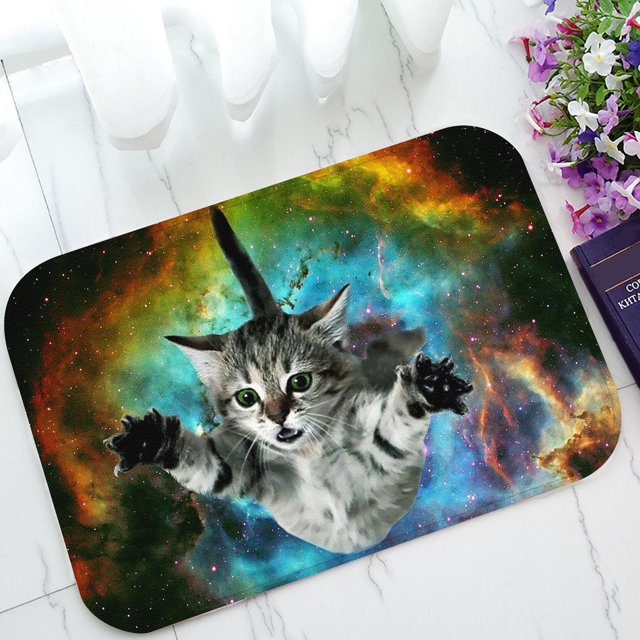 Felpudo antideslizante ABPHQTO Galaxy Space Cat 40x60 cm para interior exterior baño