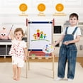 thumbnail image 4 of Shininglove Kids Wooden Easel with Paper Roll, Adjustable Magnetic Drawing Board Whiteboard & Chalkboard Dry Easel Board, Toddler Art Easel for 3-12 Yrs Old Boys Girls, 4 of 7