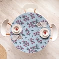 thumbnail image 4 of Ambesonne Leaves Greenery Fitted Round Tablecloth, Tropical Leafy Art, 45"- 56" Diameter, Pale Blue Dried Rose, 4 of 5