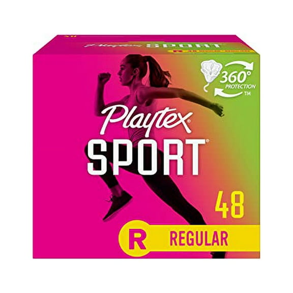 Playtex Sport Tampons, Regular Absorbency, Fragrance-Free - 48ct (Packaging May Vary)
