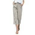 thumbnail image 4 of Women's Cropped Pants Summer Fashion Casual Elastic Waist Fashion Vacation Wear Beach Vacation Cropped Pants Clothes Casual Pants for Women for Work Tall Women's Casual Pants High Waist Self Tie Pants, 4 of 6