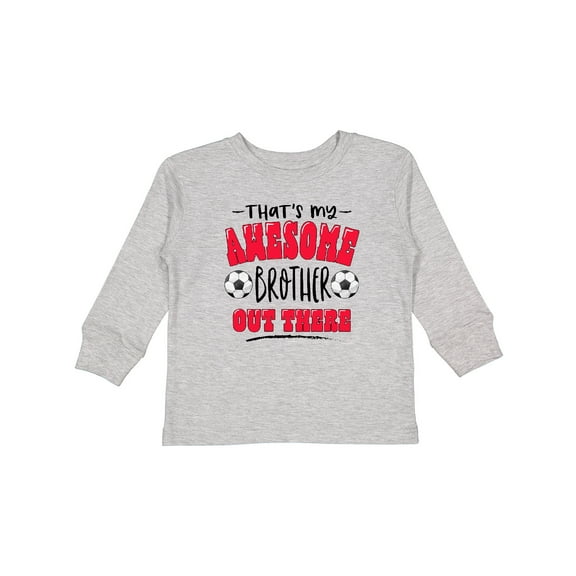 Inktastic That's My Awesome Brother Out There with Soccer Balls Boys or Girls Long Sleeve Toddler T-Shirt