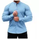 thumbnail image 1 of Camisa Slim Fit Hombre Manga Larga Casual Cuello Mao Lisa, 1 of 4