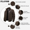 thumbnail image 5 of FLAVOR Men's Real Leather Bomber Casual Jacket (XX-Large, Brown), 5 of 6