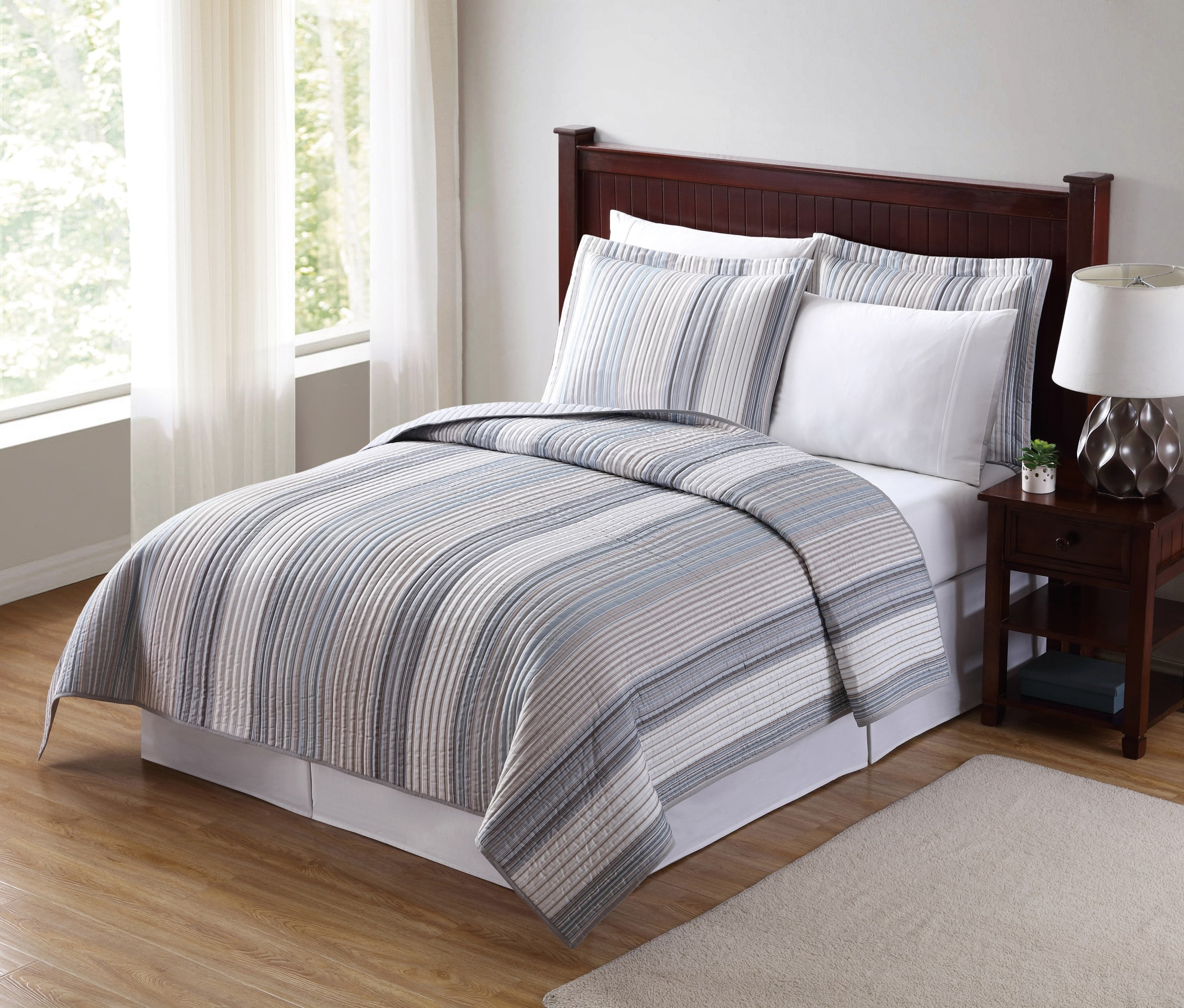 Mainstays Natural Stripe Quilt, 1 Each