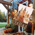 thumbnail image 4 of Fall Flags 28 X 40 Double Sided Autumn Forest Decorative House Flags for Outside Outdoors Autumn Burlap Flags Welcome Large Flag Farmhouse Porch Lawn Decor, 4 of 6