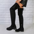 thumbnail image 3 of SACFOF Women's Over The Knee Thigh High Chunky Low Flat Heel Boots Long Stretch Zipper Sexy Fall Fashion Boots Black Red Purple US5-11, 3 of 6
