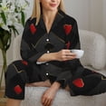 thumbnail image 4 of Wukai Red Poker Print Women's Pajama Set - Soft Long Sleeve Sleepwear for Comfort and Style-, 4 of 9