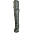 thumbnail image 3 of Top Moda Womens Night-79 Over The Knee Round Toe Buckle Riding Flat Boots, Black, 5.5, 3 of 4