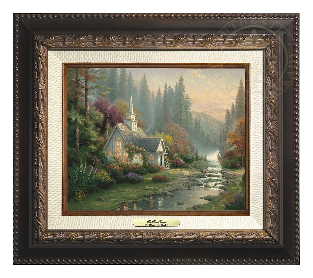 Thomas Kinkade The Forest Chapel - Canvas Classic (Aged Bronze Frame ...